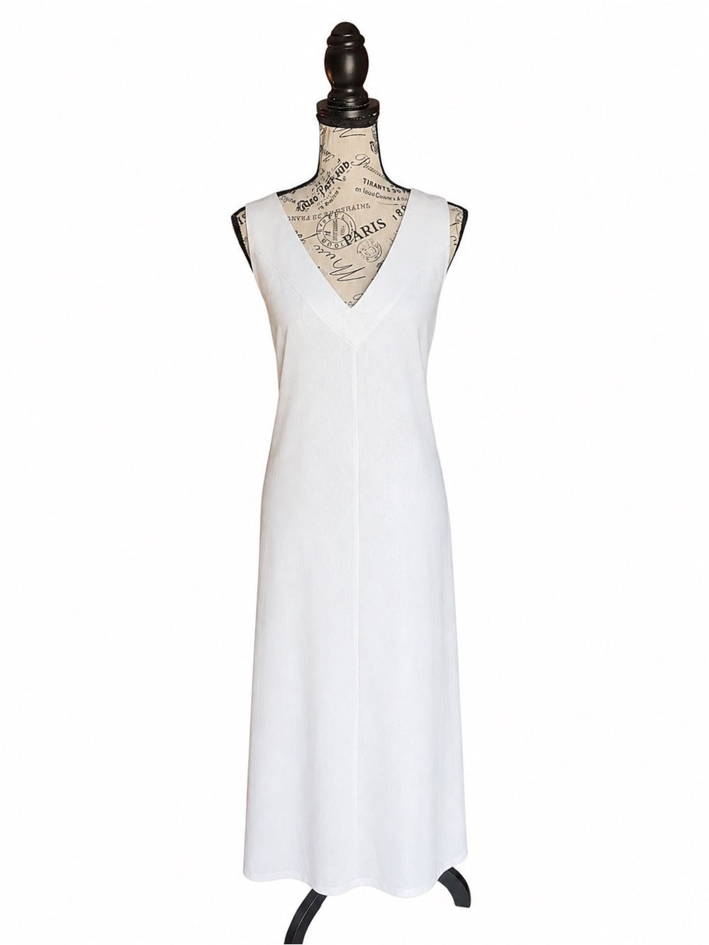 DKNY Linen Blend V Neck Maxi Dress Size Large NWT Side Slit